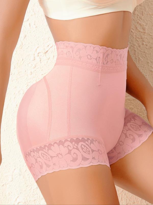 Women's High Waist Contrast Lace Shapewear Panty, Tummy Control High Stretch Shaper, Women's Shapewear Bottoms for All Seasons, 90s Clothes Wear, Fall Wear